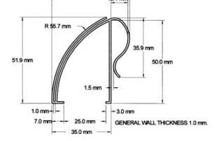 TP05 1815 Curved EPOS Label Holders from TP Extrusions