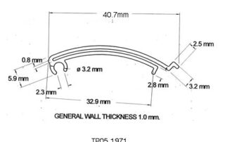 TP05 1971 Curved EPOS Label Holders from TP Extrusions