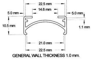 TP05 1850 Curved Open Label Holders from TP Extrusions