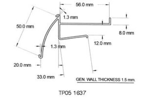 TP05 1637 Curved Open Label Holders from TP Extrusions