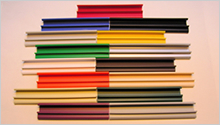Slatwall Inserts in Black, Orange, Burgundy, White, Dk green, Red, Brown, Yellow, Blue, Cream, Metallic Silver from TP Extrusions